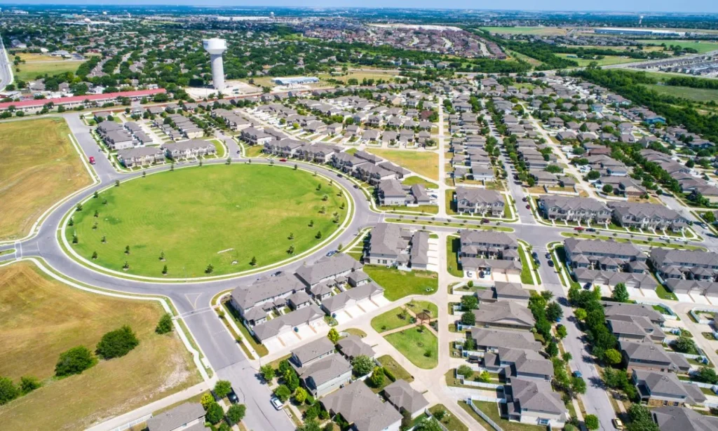 Birdseye view of Texas suburb