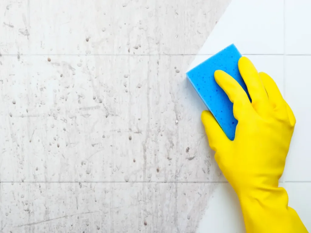 House cleaner deep cleaning dirty shower